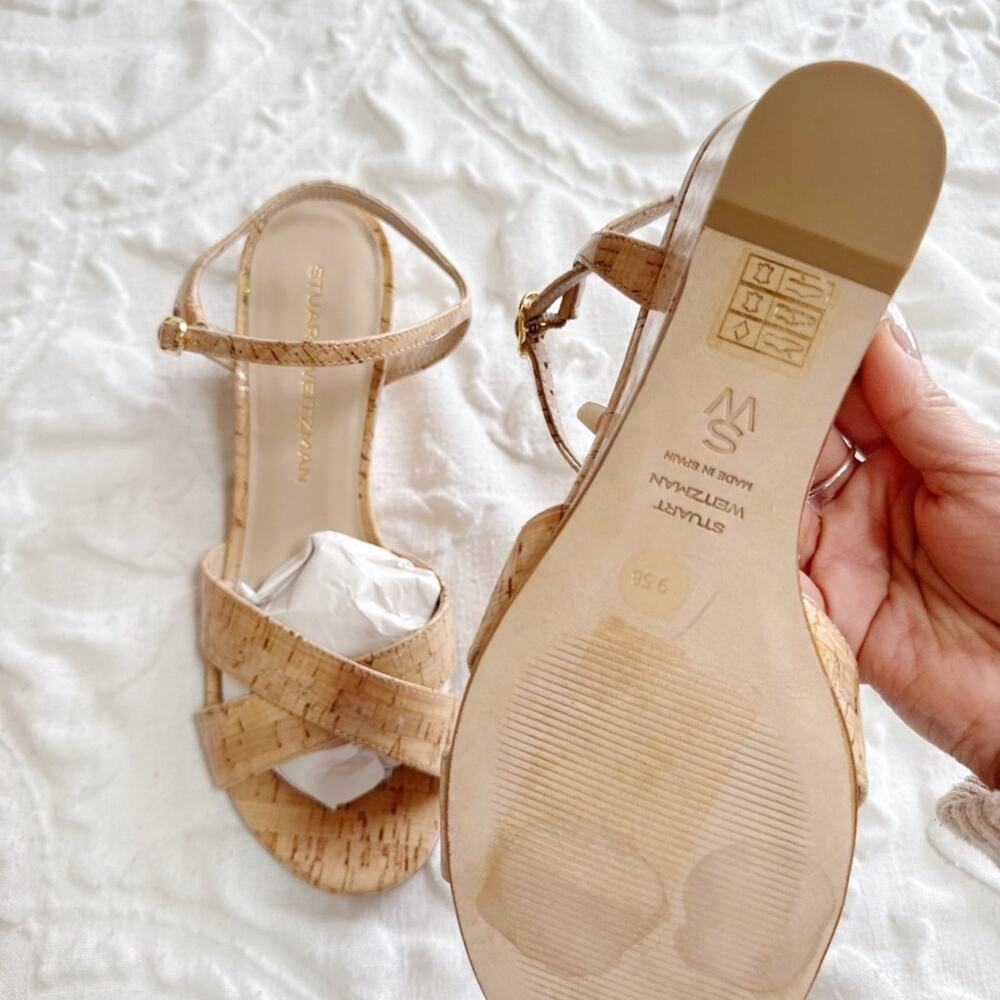 Stuart Weitzman Dayna Ankle Strap Wedge Sandal Size 9.5 - Picture 7 of 9